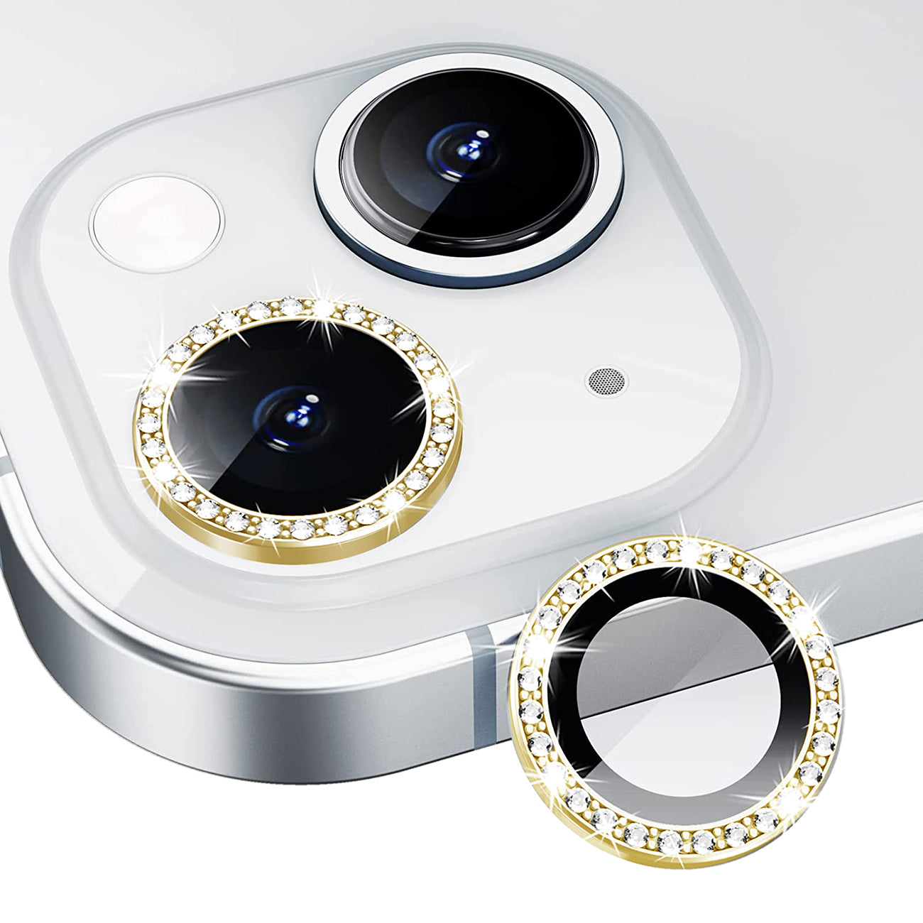 Diamond Camera Lens Protector, Diamond Tempered Glass Camera Cover Screen Protector for iPhone 17 AIR In Gold